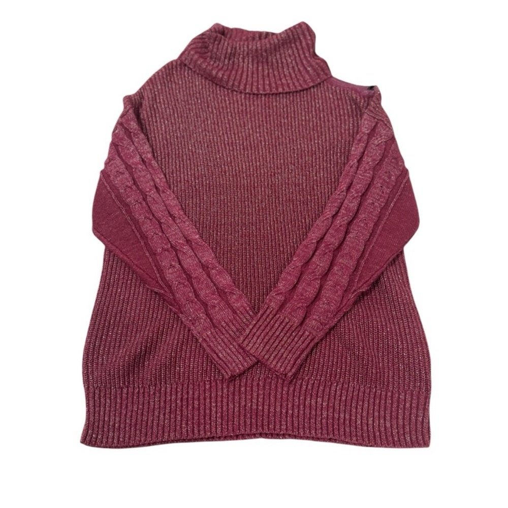 Torrid Maroon Metallic Cable Knit Pullover Cold Shoulder Sweater Size 1X - Picture 5 of 11